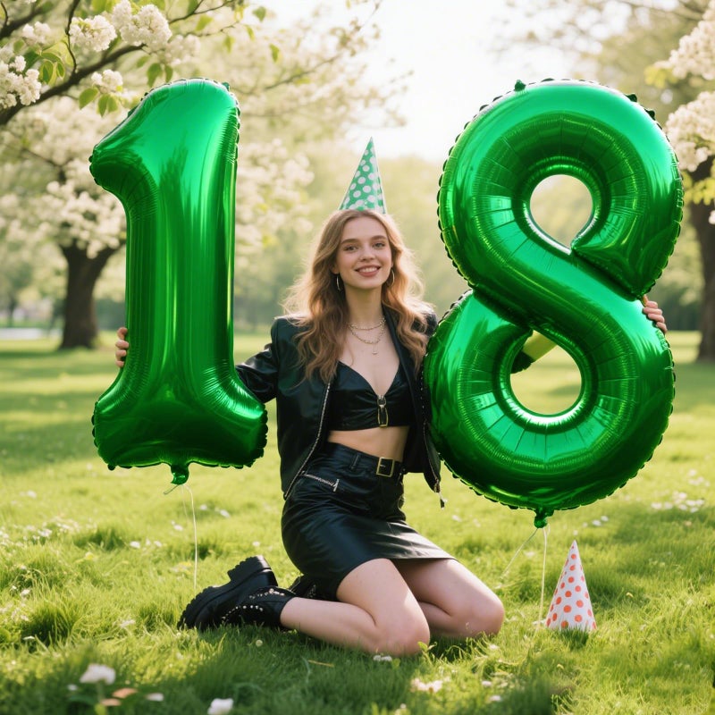 Kelfuoya 40 Inch Balloon Number 8 Green, Large Foil Green Number Balloons 8 18 28 for Girls Women, Digital 8 Helium Balloons for 80 88 Birthday Party Supplies Anniversary Event Celebration Decorations - Image 3