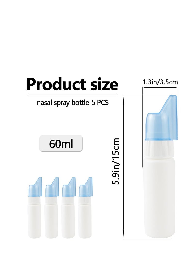Excefore Nasal Spray Bottle, 5 Pcs Empty Saline Nasal Spray Bottle, Refillable Rhinitis Nasal Sprayer, Reusable Container, Portable Plastic Mist Nose Sprayer (70ML) - Image 2