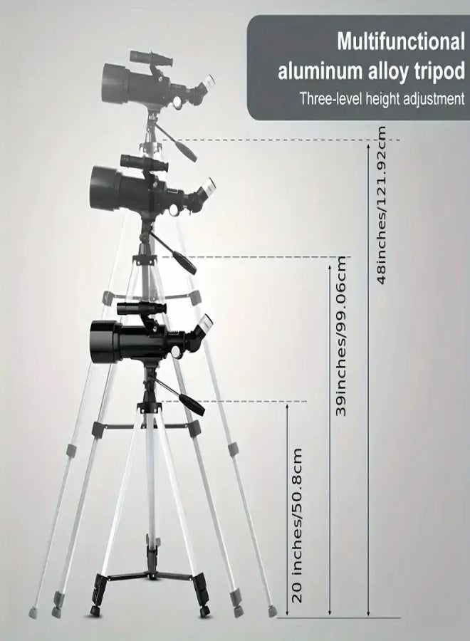 Generic Professional Refractor Telescope with Adjustable Tripod – 70mm Large Aperture, 99X Magnification, FMC Multi-Layer Coated HD Lens, Manual Focus, Aluminum Alloy Body, Perfect for Beginners, Moon & Star Observation, Ideal Astronomy Gift - Image 4