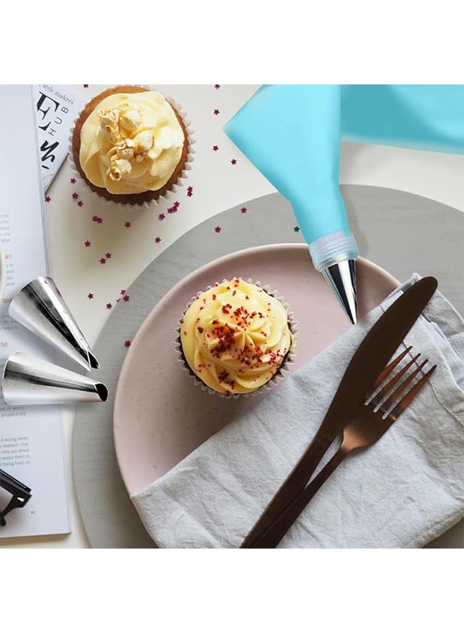 مجموعة من 8 قطع من أكياس التزيين ورؤوس التزيين، 6 رؤوس تزيين، فوهات تزيين التزيين، أكياس التزيين، أربطة تزيين الكب كيك، أداة معجنات الكب كيك - Image 3