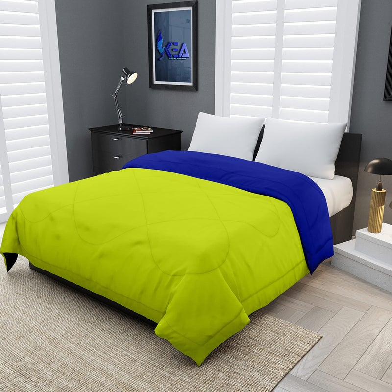 KEA Microfibre Reversible Double Bed King Size Comforter/Duvet for All Weather (Green & Blue, 250GSM)|Comforter Double - Image 1