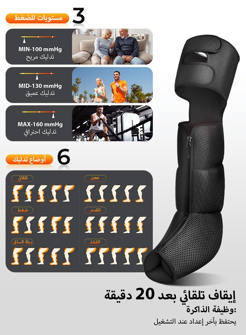 Nekteck Leg Massager with Heat, Air Compression Foot and Calf Massage Machine, Portable Full Leg Boot Massage Tool with 2 Heats 6 Modes 6 Intensities for Circulation and Pain Relief (One Pair) - Image 2