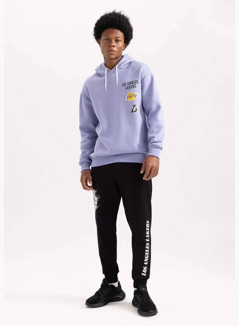 DeFacto Man NBA Los Angeles Lakers Licenced Oversize Fit Hooded Long Sleeve Knitted Sweatshirt