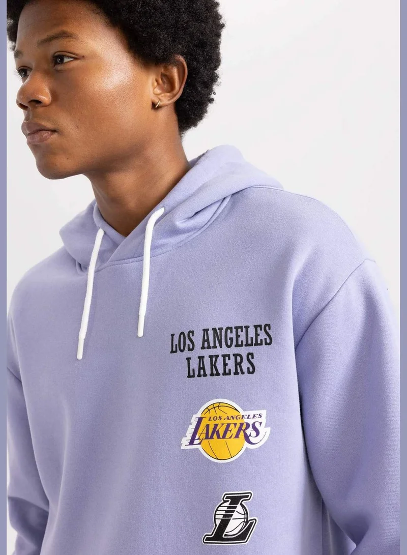 DeFacto Man NBA Los Angeles Lakers Licenced Oversize Fit Hooded Long Sleeve Knitted Sweatshirt