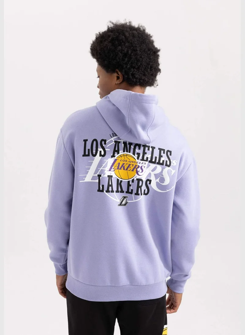 DeFacto Man NBA Los Angeles Lakers Licenced Oversize Fit Hooded Long Sleeve Knitted Sweatshirt