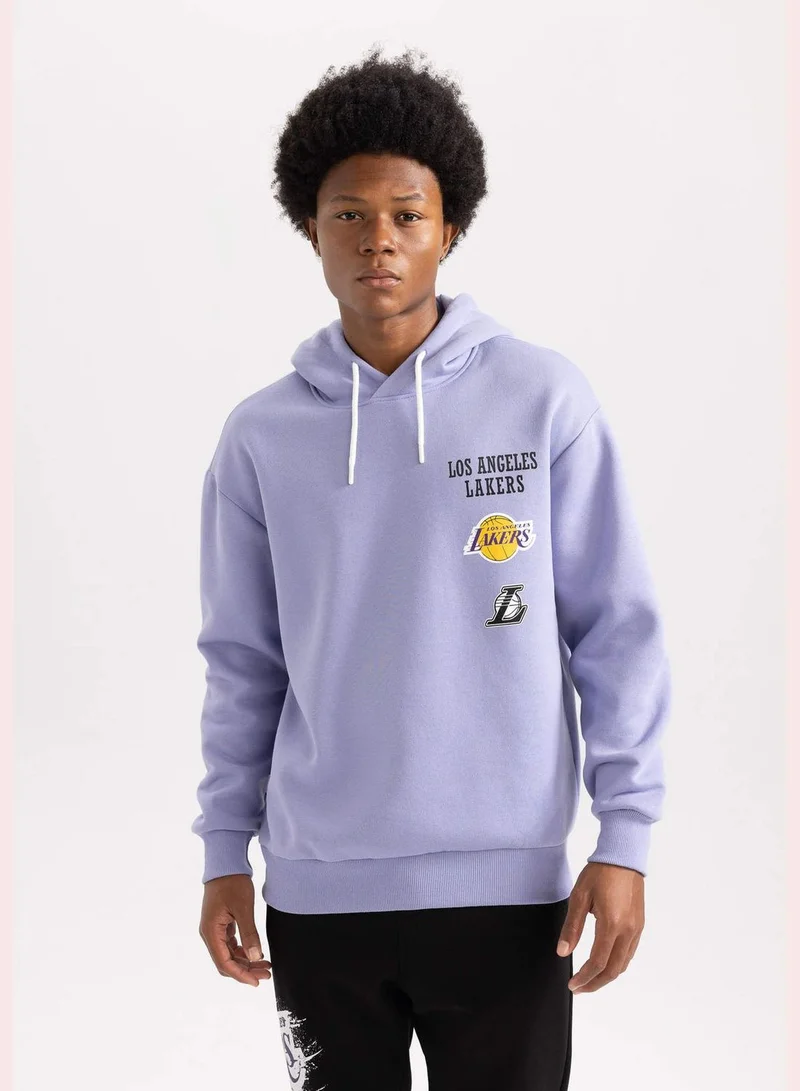 DeFacto Man NBA Los Angeles Lakers Licenced Oversize Fit Hooded Long Sleeve Knitted Sweatshirt