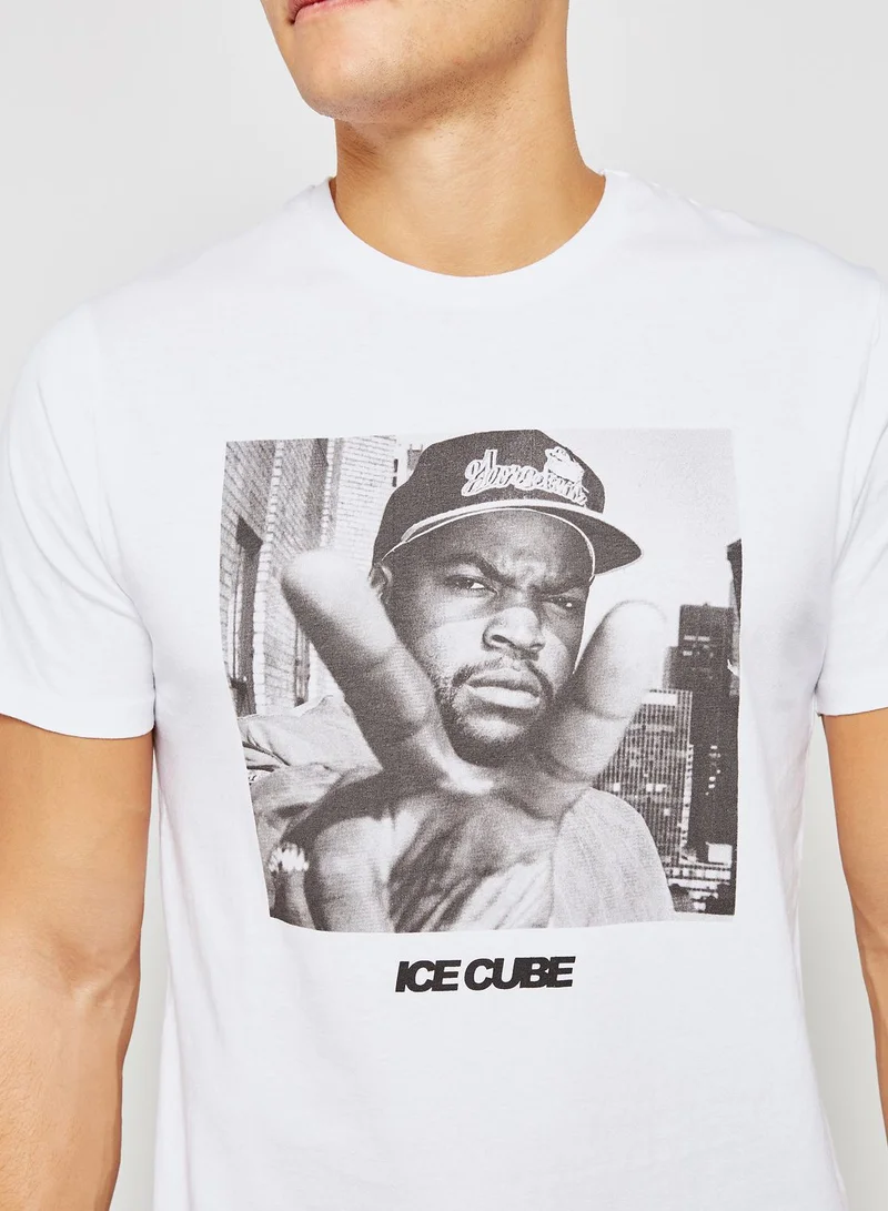TOPMAN Ice Cube Crew Neck T-Shirt