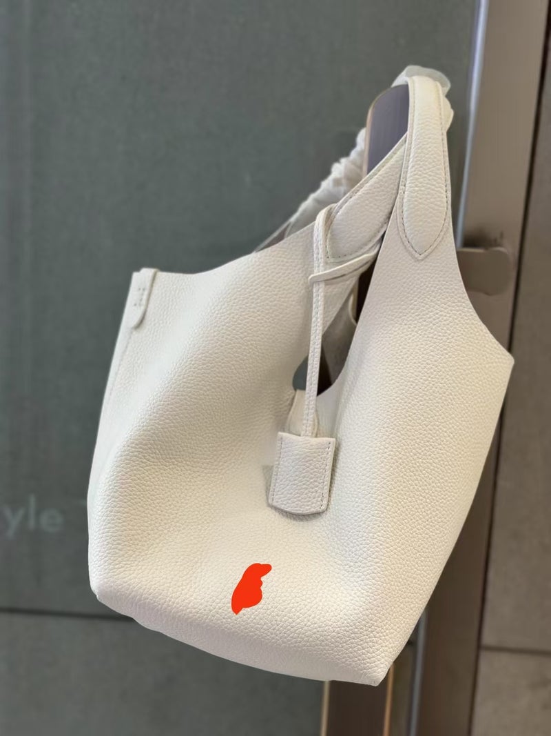 Raffia Basket 2025 Early Spring Style Lychee Pattern Large Capacity Simple Versatile Handheld Bucket Bag Handheld Mother-Daughter Bag - Image 1