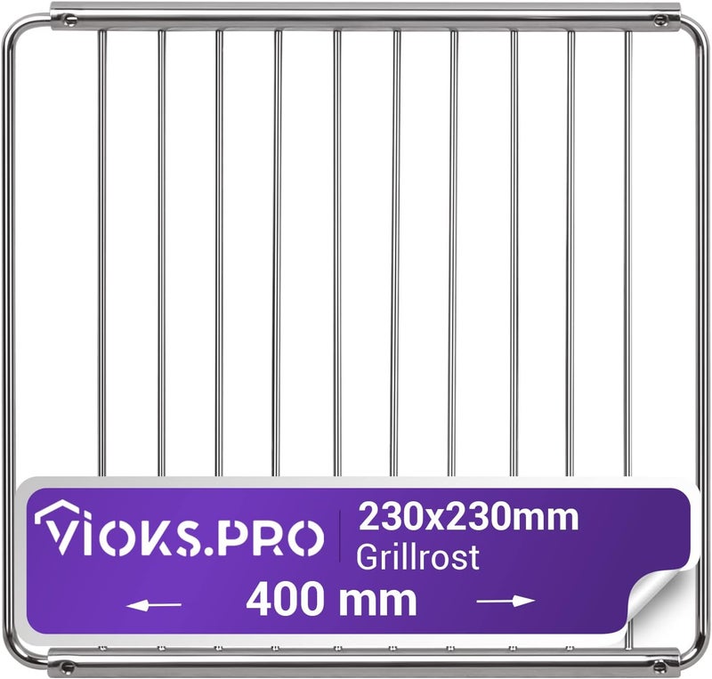 Vioks.pro شبكة شواء من الفولاذ المقاوم للصدأ من Viоks.pro قابلة للتمديد عالمية 230-400 × 230 مم، شبكة فرن قابلة للتوسيع، شبكة شواء من الفولاذ المقاوم للصدأ، شبكة فرن للفرن والطباخ ورف الفرن - Image 1