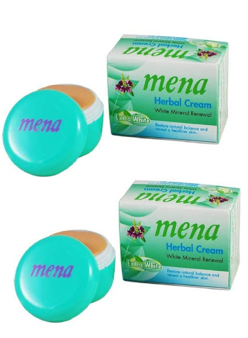 Mena Two Pieces of Herbal Cream White Mineral Renewal 2X3g
