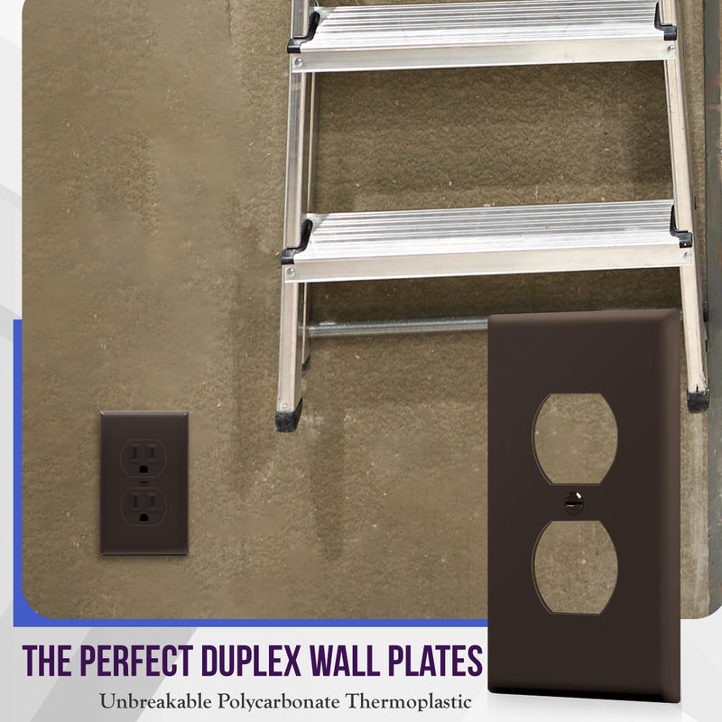ENERLITES Duplex Receptacle Outlet Wall Plate, Gloss Finish, Size 1-Gang 4.50" x 2.76", Unbreakable Polycarbonate Thermoplastic, UL Listed, 8821-BR, Brown - Image 3