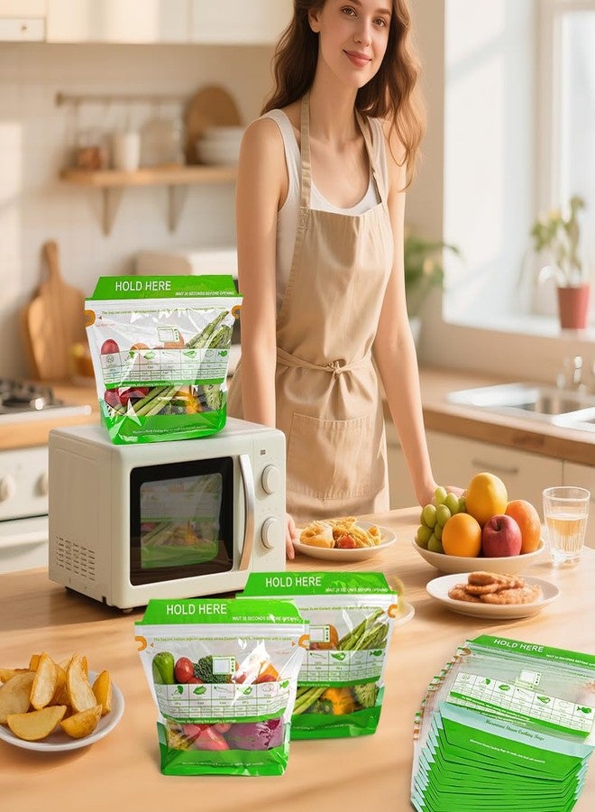 YQL حقائب بخار ميكروويف YQL 30 قطعة، حقائب بخار قابلة لإعادة الاستخدام على شكل شبه منحرف مع سحاب للاستخدام في الطهي بالميكروويف، لتبخير الطعام المجمد للخضروات والبطاطس والأسماك والمزيد (9.4"x6.3") - Image 4