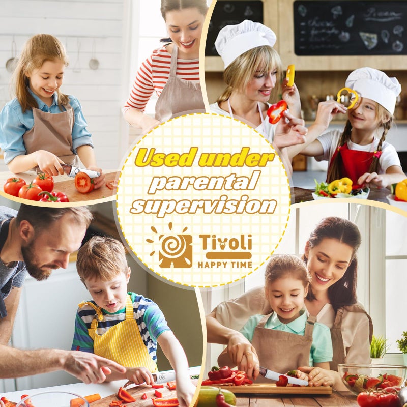 TIVOLI kids knife set for real cooking Kids Kitchen Knives for Cutting 4pcs- Stainless Steel Safety Knives with finger guard for Cutting, Chopping Fruits Veggies, Food-grade Kids Cooking knife - Image 4