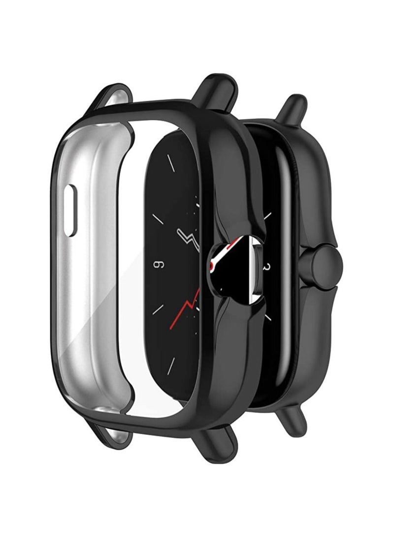 غطاء حماية ناعم من مادة TPU متوافق مع جراب Huami Amazfit GTS 3 واقي شاشة كامل غلاف مطلي بالصدمات (أسود) - Image 3