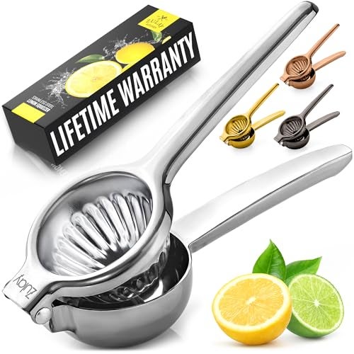 Zulay Kitchen Lemon Squeezer Stainless Steel with Premium Quality Heavy Duty Solid Metal Squeezer Bowl  Large Manual Citrus Press Juicer and Lime Squeezer Stainless Steel  by Zulay Kitchen