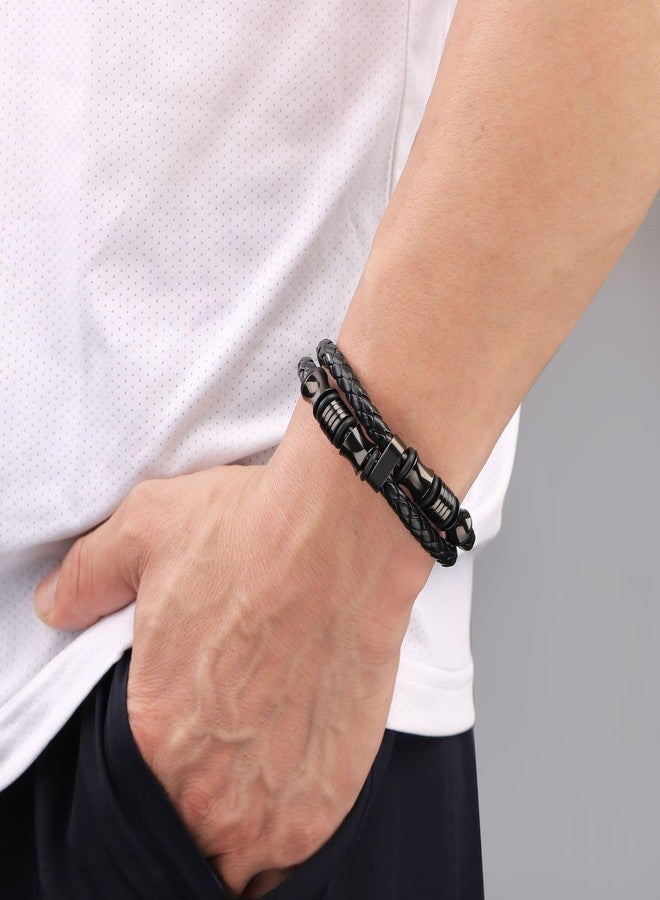 Memgift To My Son Bracelet Braided Leather Mens Bracelet with Love You Forever Engraving Gifts for Son Adult Birthday Graduation Valentine’s Day Gift for Him 7.5 Inch - Image 2