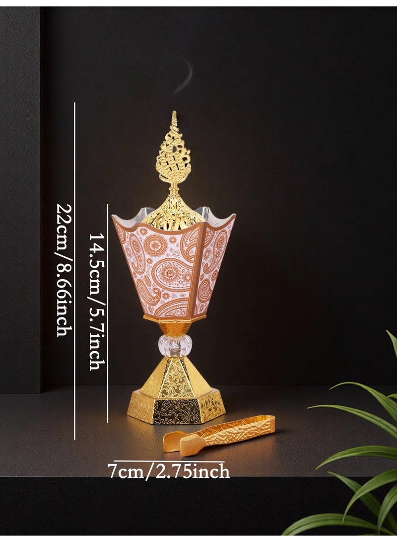 Arabic bakhoor Burner set -Metal Incense Burner in Arabic Style - Traditional  Retro Incense Burner for Oriental Fragrance Aromatherapy Ornaments, for Use in Offices, Best Friend Gift - Image 4