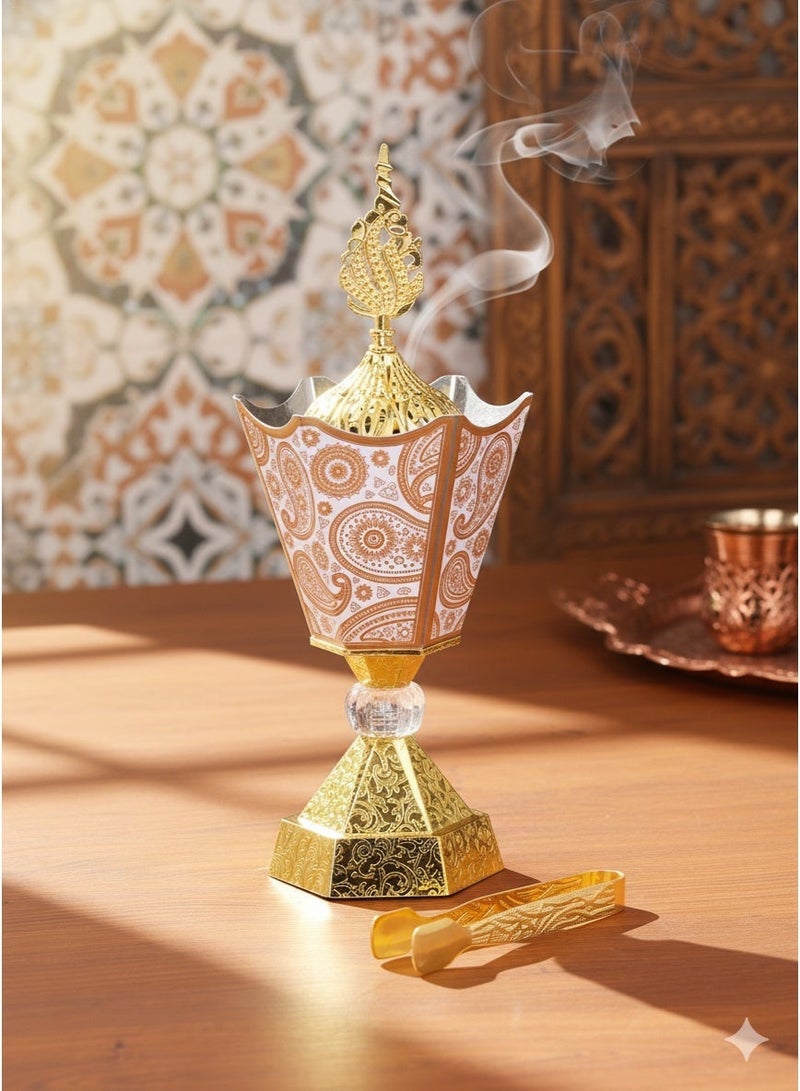 Arabic bakhoor Burner set -Metal Incense Burner in Arabic Style - Traditional  Retro Incense Burner for Oriental Fragrance Aromatherapy Ornaments, for Use in Offices, Best Friend Gift - Image 2