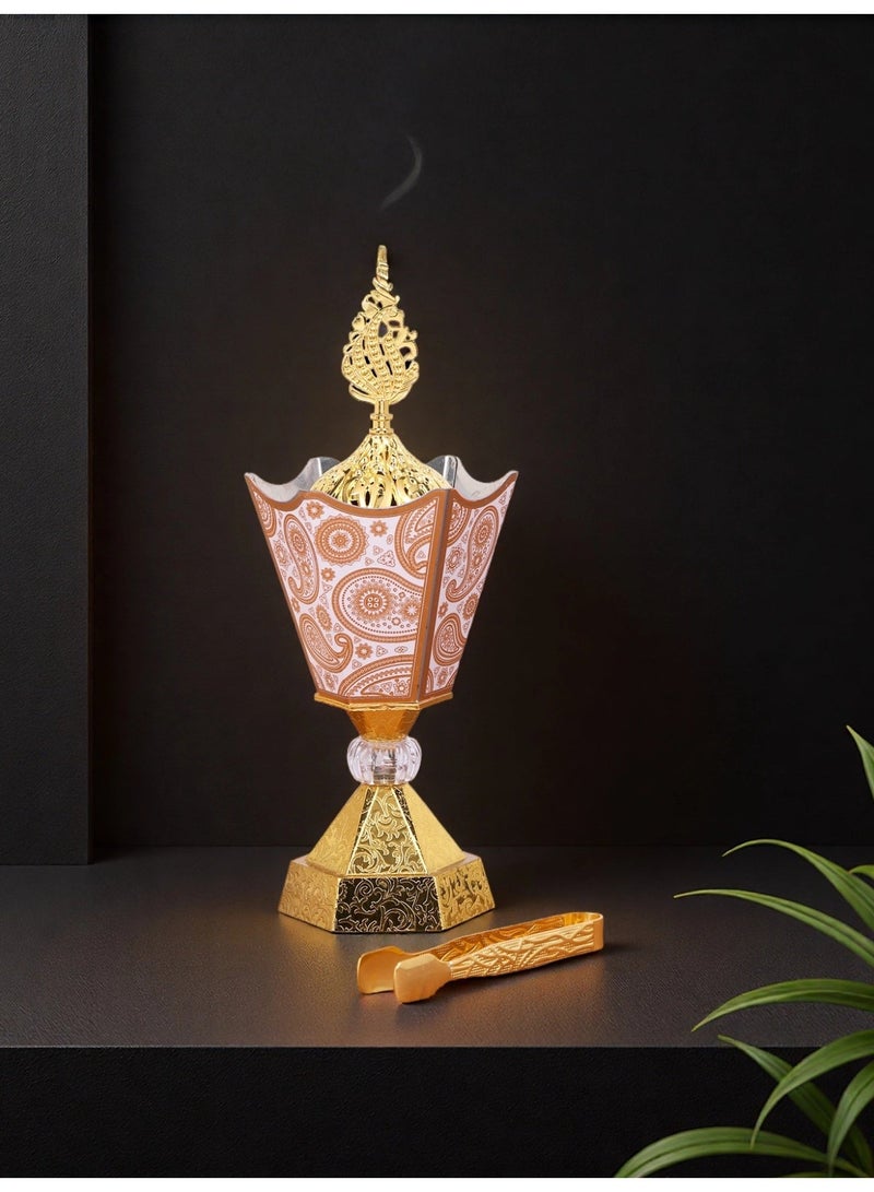 Arabic bakhoor Burner set -Metal Incense Burner in Arabic Style - Traditional  Retro Incense Burner for Oriental Fragrance Aromatherapy Ornaments, for Use in Offices, Best Friend Gift - Image 3