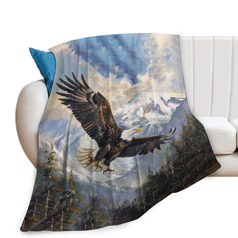 American Eagle Bald Eagle Decor Throw Blanket Super Warm Soft Plush Lightweight Fleece Flannel Blanket for Kids Adults 50X40