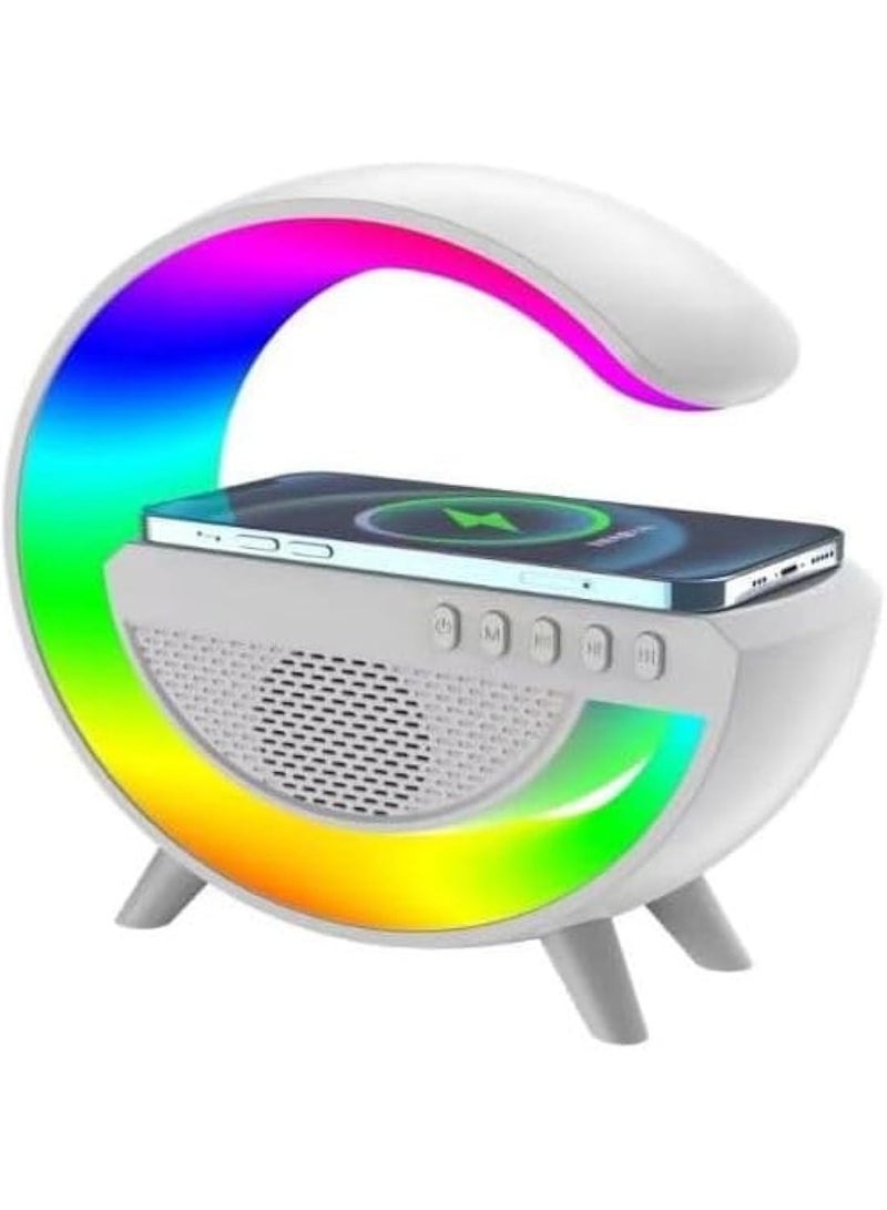 آي ستور مكبر صوت مع و إضاءة RGB و شاحن لاسلكي و مصباح ذكي للاستيقاظ مع شحن لاسلكي 15 واط – مكبر صوت عالي للصوت لديكور المنزل وغرفة النوم وغرفة الألعاب (متعدد الألوان) - Image 1
