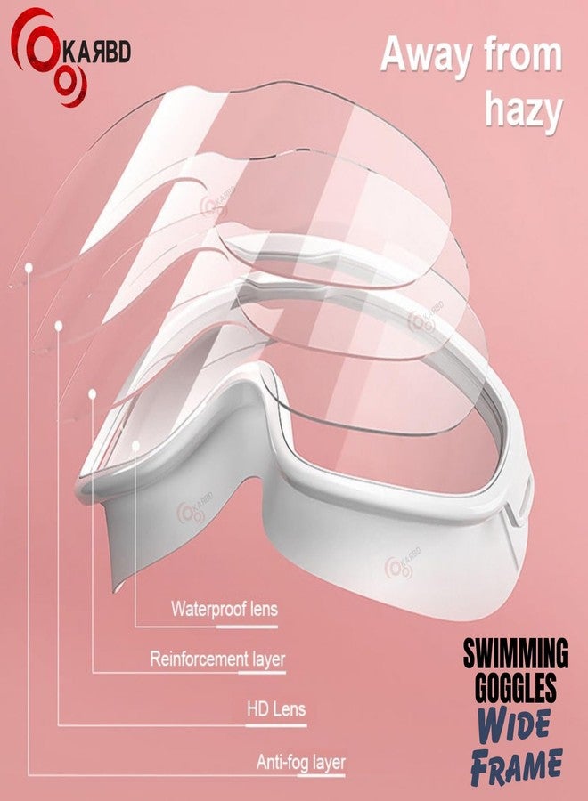 KARBD Swimming Goggles Large Frame Wide View Big Glasses with Ear Plugs Connected Swim Pool Water Sports Eyes Protection for Children Kids Boys Girls Adults Men Women 5+ Years Age - Black - Image 5