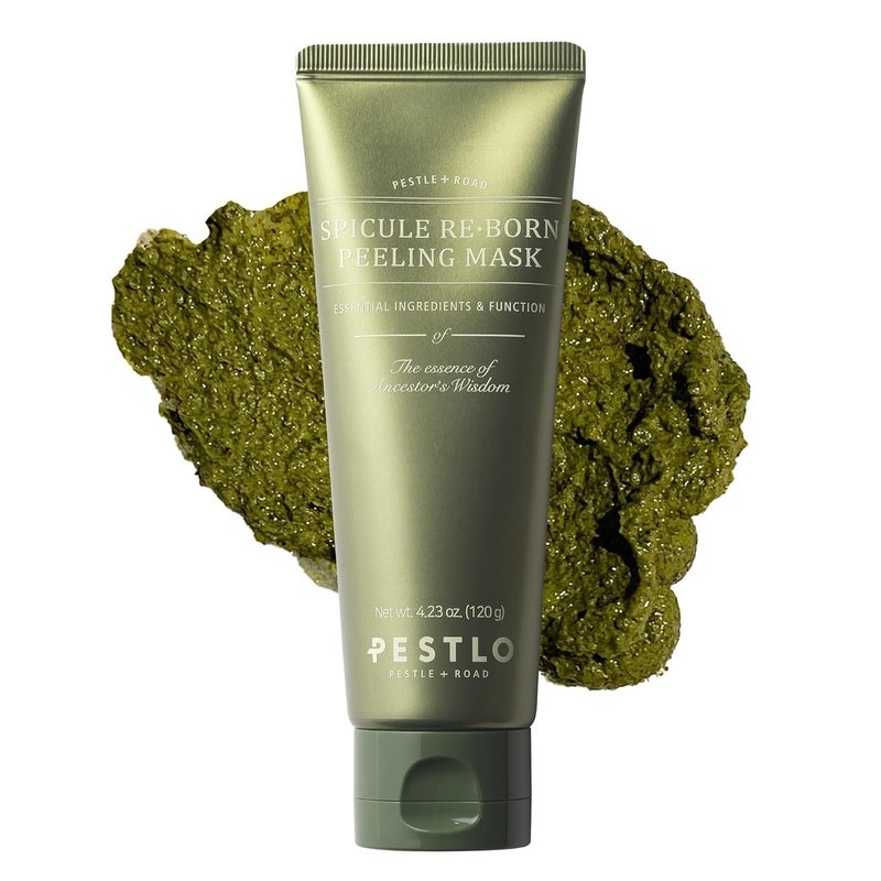 PESTLO PESTLE ROAD PESTLO Spicule Reborn Exfoliating Peeling Mask for Korean Glass Skin Natural Marine Spicules Green Tea Wormwood for Gentle Exfoliation Pore Care Hydration Radiant Skin 423 oz 120ml