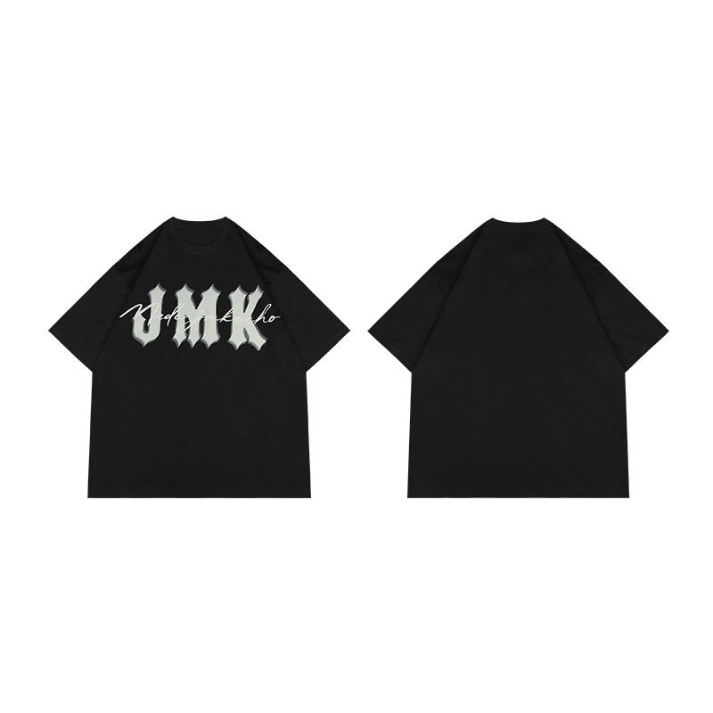 Jmkecho Men'S Original Simple Letter Foaming Fashion Brand Street Men'S Short-Sleeved T-Shirt Oversize American Niche - Image 1
