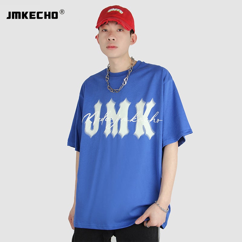 Jmkecho Men'S Original Simple Letter Foaming Fashion Brand Street Men'S Short-Sleeved T-Shirt Oversize American Niche - Image 5