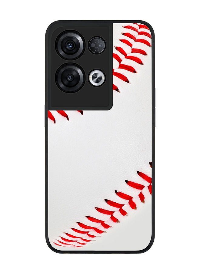 Stylizedd Rugged Black edge case for Oppo Reno8 Pro Slim fit Soft Case Flexible Rubber Edges Anti Drop TPU Gel Thin Cover - Baseball - Image 1