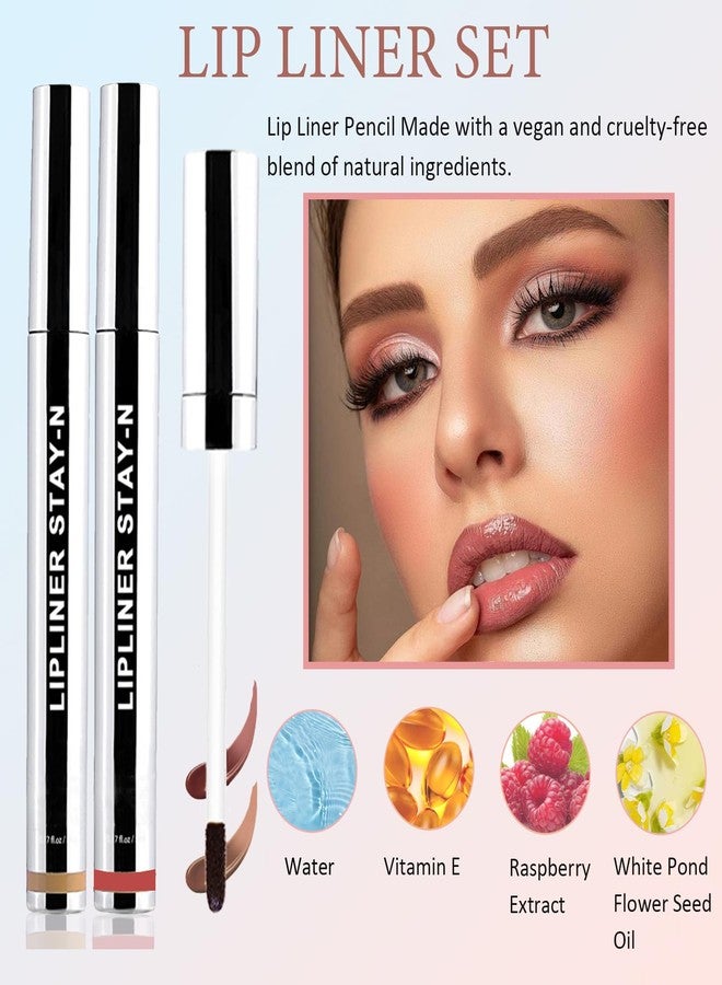 Aaiffey Lip Liner Stain Peel Off,Long Lasting Lip Stain Peel Off Waterproof Lip Tint Stain Non-Stick Cup Natural Lip Makeup (02#Cocoa+03#Rose) - Image 2