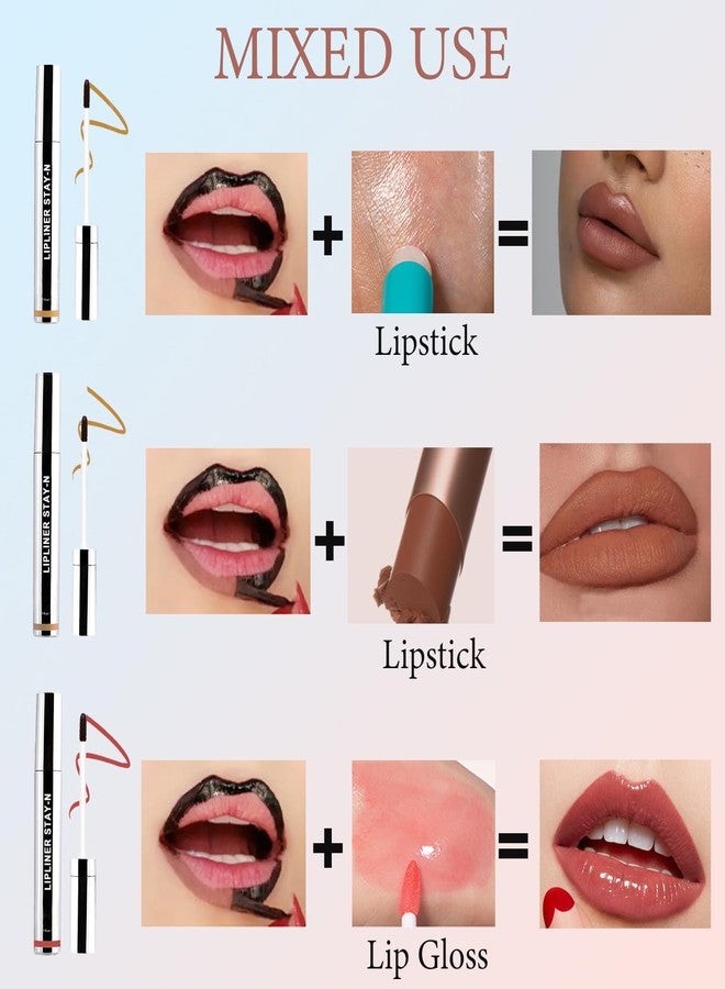 Aaiffey Lip Liner Stain Peel Off,Long Lasting Lip Stain Peel Off Waterproof Lip Tint Stain Non-Stick Cup Natural Lip Makeup (02#Cocoa+03#Rose) - Image 3