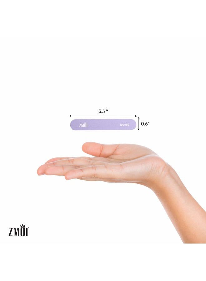 ZMOI Professional Mini Nail File – 12 Stylish - Practical Fingernail File Pack for Natural and Acrylic Nails 100/180 Emery Boards (Macaroon color) - Image 4