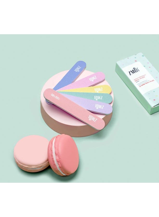 ZMOI Professional Mini Nail File – 12 Stylish - Practical Fingernail File Pack for Natural and Acrylic Nails 100/180 Emery Boards (Macaroon color) - Image 5