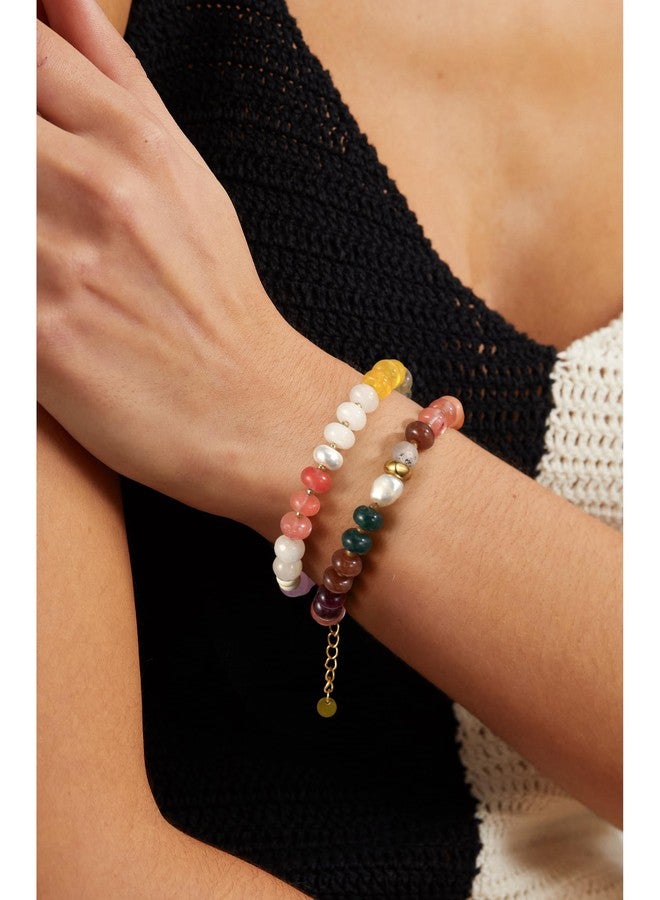 Badu Gemstone Beaded Bracelet for Women Colorful Natural Stone Freshwater Pearl Surfer Beach Rainbow Bracelet Jewelry Gift - Image 4