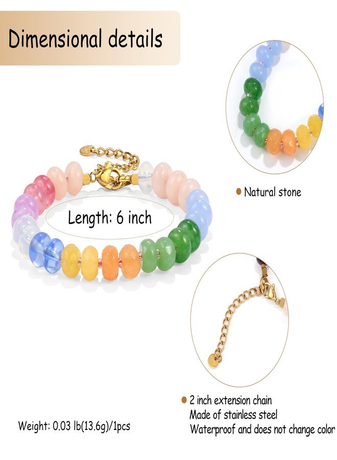 Badu Gemstone Beaded Bracelet for Women Colorful Natural Stone Freshwater Pearl Surfer Beach Rainbow Bracelet Jewelry Gift - Image 2