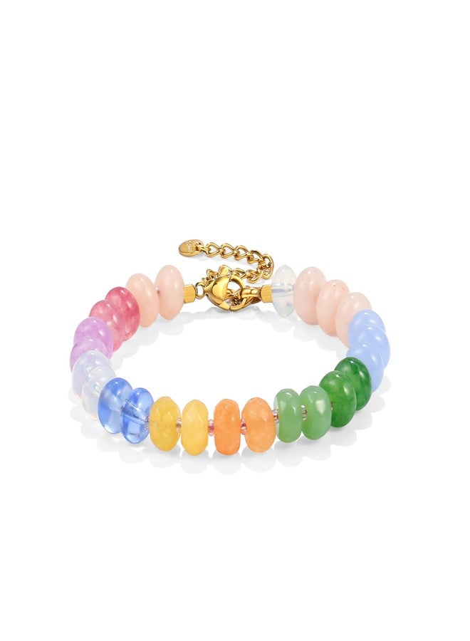 Badu Gemstone Beaded Bracelet for Women Colorful Natural Stone Freshwater Pearl Surfer Beach Rainbow Bracelet Jewelry Gift - Image 1