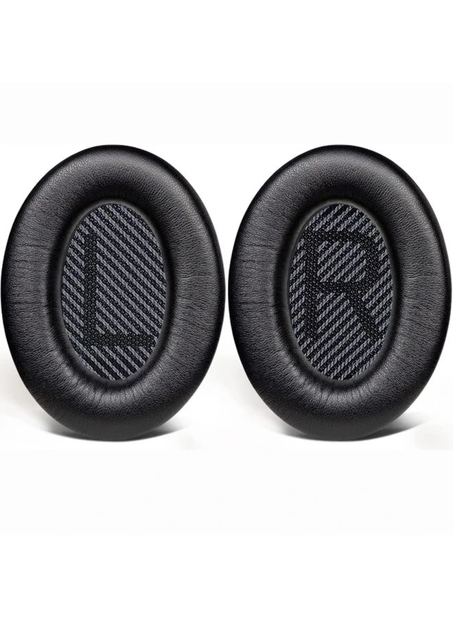 Bose QC35 QC35 II Replacement Ear Pads Black Lambskin Leather Cushions - Image 1