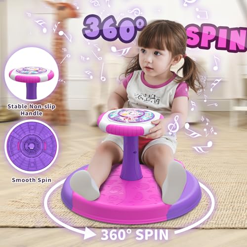 HYES Unicorn Sit and Spin Toys for Toddlers 13 Girls 360 Toddler Spinning Seat with LED Lights and Music Sensory Toys Birthday for Kids 35 - Image 5