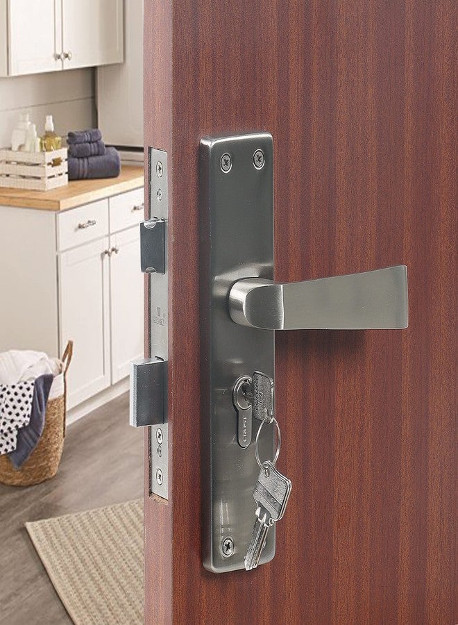Saze Heavy Duty Round Plate Mortise Door Lock for Bedroom, Living Room, Main Door, Satin Matte Finish | 3 Keys | Lockset for House Hotel Office - (CRZ) - Image 2