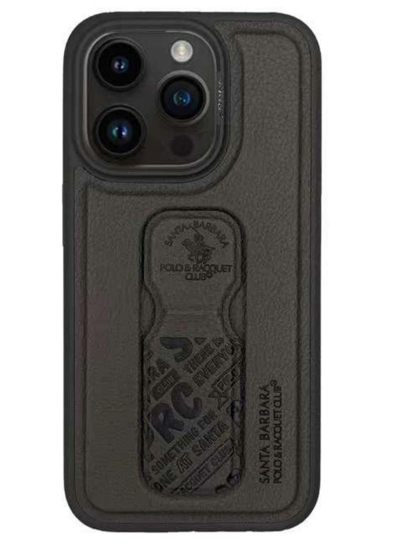 SANTA BARBARA POLO & RACQUET CLUB - Blaise Series Magnetic Bracket Phone Case with Ultra-Thin Stand for iPhone 15 Pro Max | Lightweight, Hands-Free Kickstand, Premium Microfiber Lining, Scratch-Resistant, Travel-Friendly, Shockproof Protection - Black/Grey - Image 1
