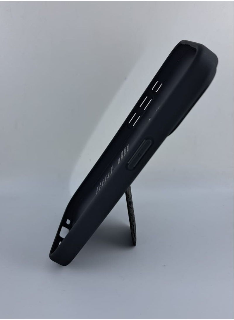 SANTA BARBARA POLO & RACQUET CLUB - Blaise Series Magnetic Bracket Phone Case with Ultra-Thin Stand for iPhone 15 Pro Max | Lightweight, Hands-Free Kickstand, Premium Microfiber Lining, Scratch-Resistant, Travel-Friendly, Shockproof Protection - Black/Grey - Image 1