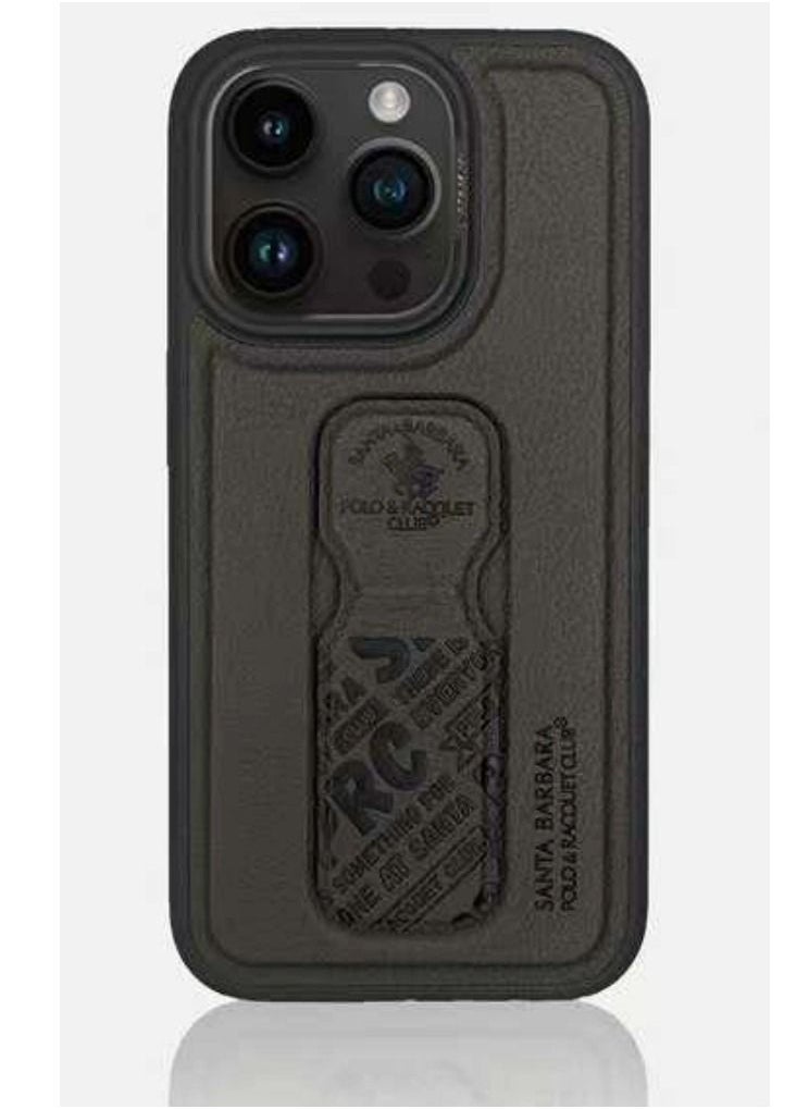 SANTA BARBARA POLO & RACQUET CLUB - Blaise Series Magnetic Bracket Phone Case with Ultra-Thin Stand for iPhone 15 Pro Max | Lightweight, Hands-Free Kickstand, Premium Microfiber Lining, Scratch-Resistant, Travel-Friendly, Shockproof Protection - Black/Grey - Image 1