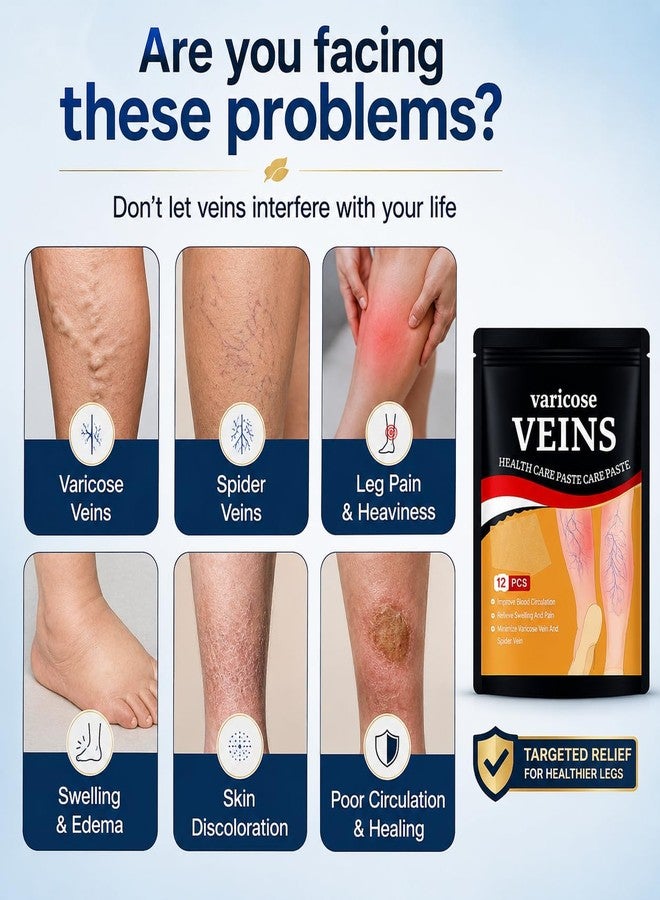 GOXIN Varicose Veins Relief Patches - Reduces Swelling, Relieves Pain, Improves Blood Circulation & Vein Health | Herbal, Skin-Friendly & Instant Pain Relief - Image 2