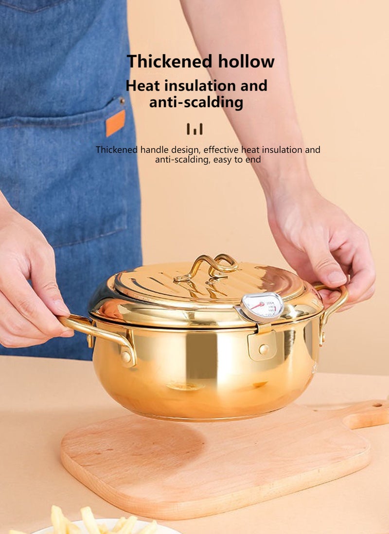 شاربدو مقلاة عميقة منزلية من الفولاذ المقاوم للصدأ 304، قابلة لضبط درجة الحرارة، مخصصة لمواقد الغاز الحثية - Image 4