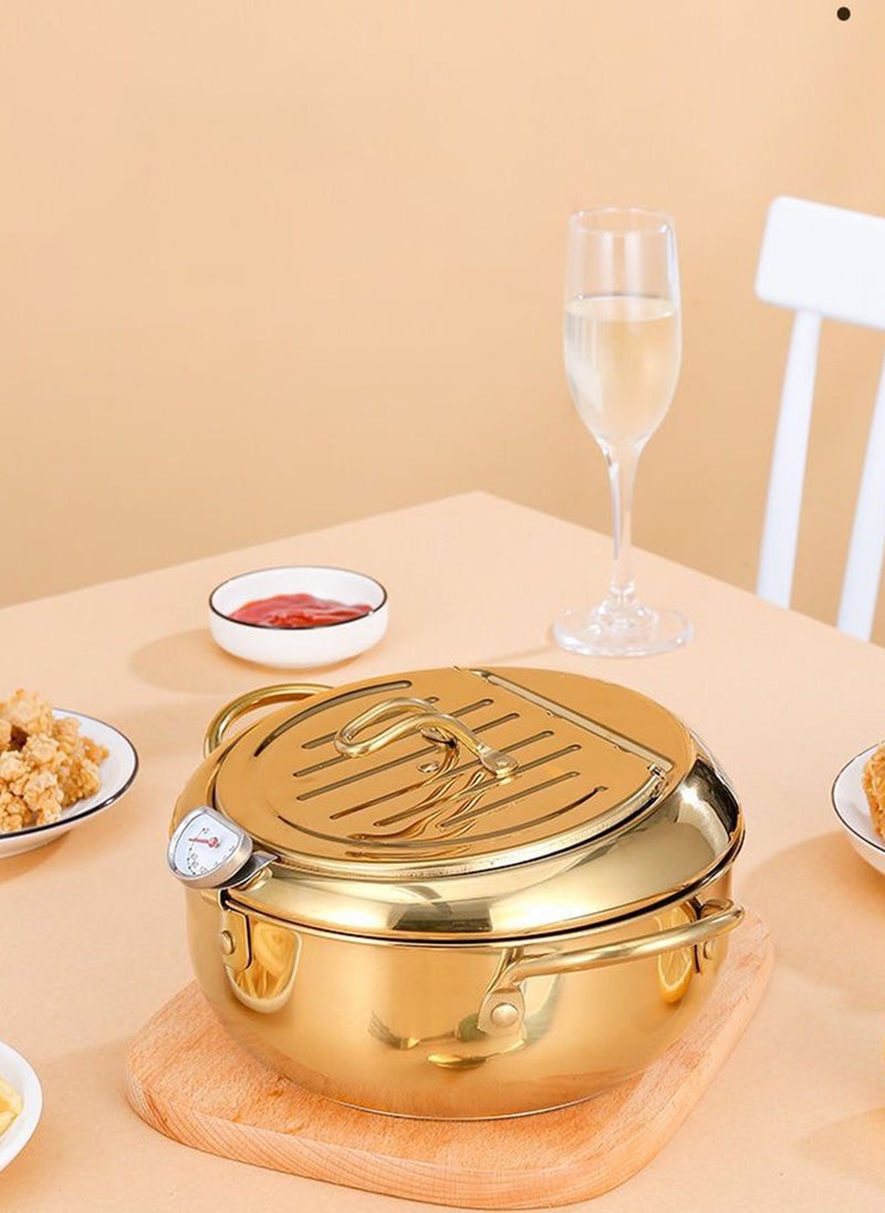 شاربدو مقلاة عميقة منزلية من الفولاذ المقاوم للصدأ 304، قابلة لضبط درجة الحرارة، مخصصة لمواقد الغاز الحثية - Image 2