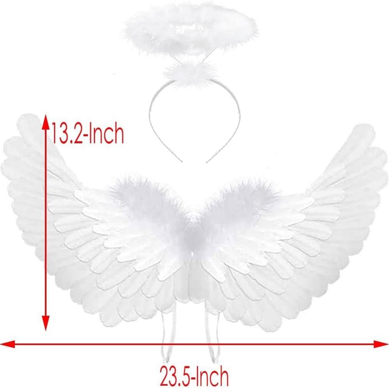 Antspirit Angel Costume Wings and Halo White Angel Costume for Girls Kids Women Adult Halloween - Image 4