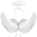 Antspirit Angel Costume Wings and Halo White Angel Costume for Girls Kids Women Adult Halloween - Image 3