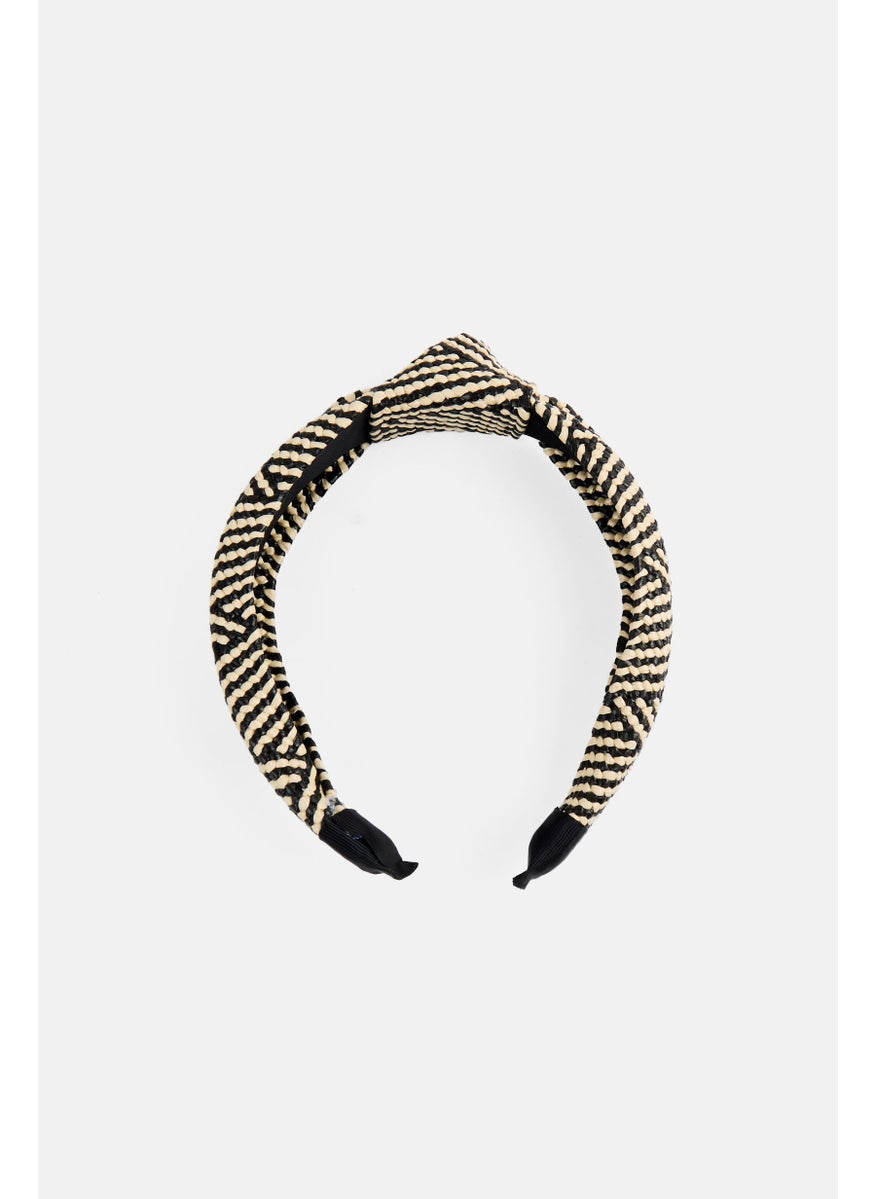 Orly Fashion Accessories Kids Girl Twisted Stripe Headband, Beige/Black  - Image 1