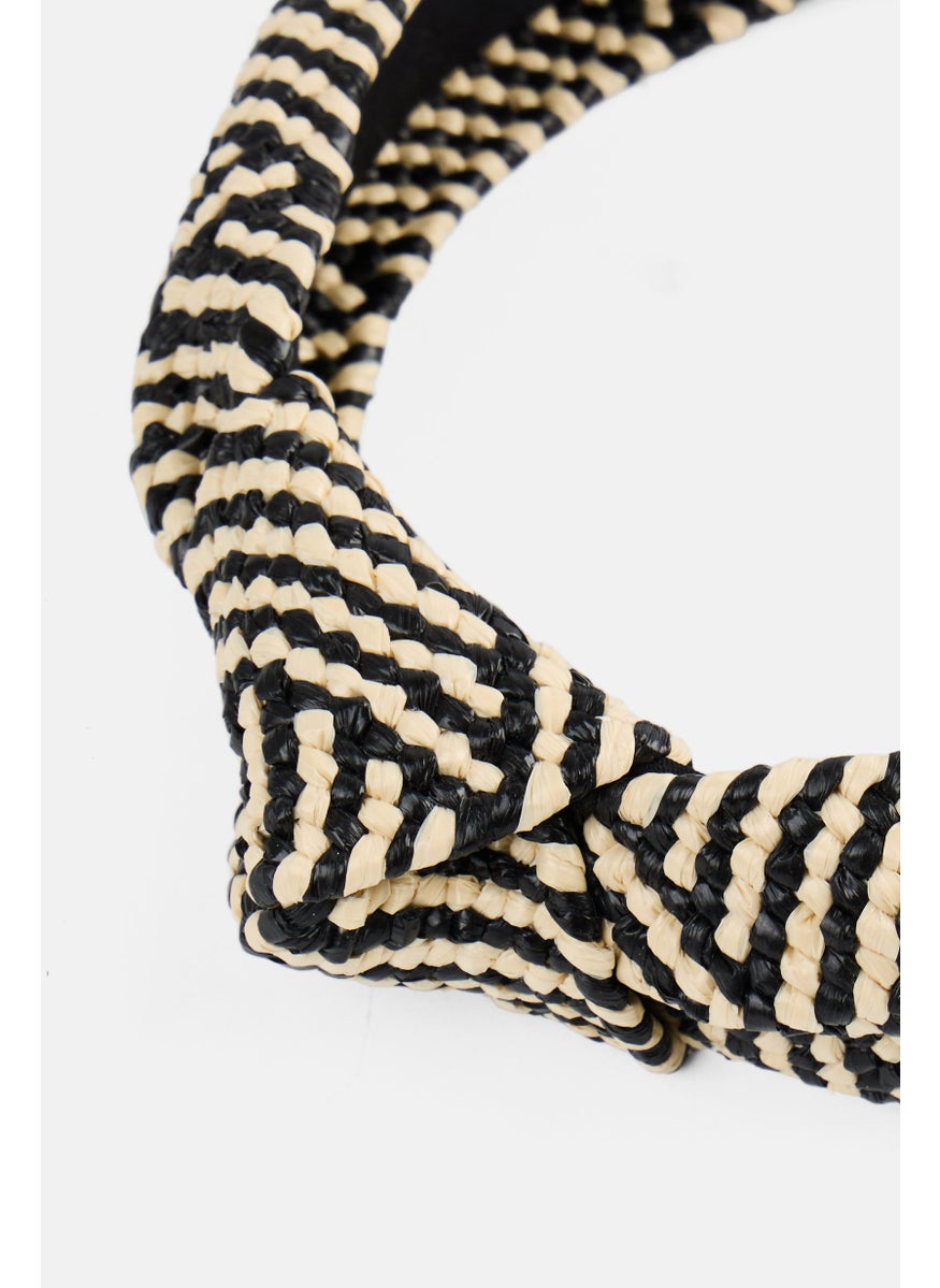 Orly Fashion Accessories Kids Girl Twisted Stripe Headband, Beige/Black  - Image 3